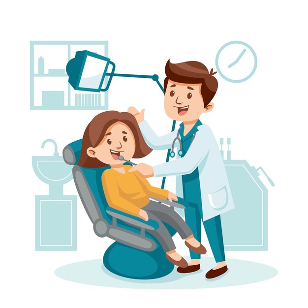 Cartoon style dental care concept