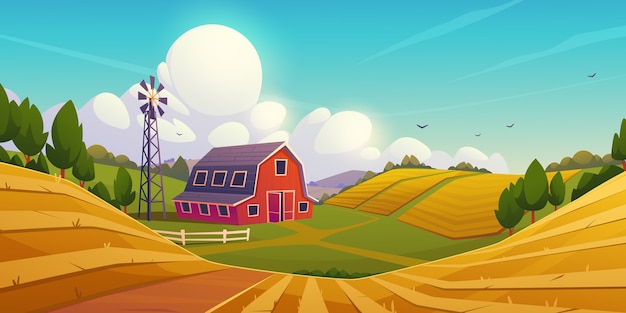 Cartoon style farm illustration