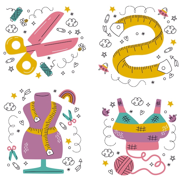 Free Vector cartoon style fashion  sticker set