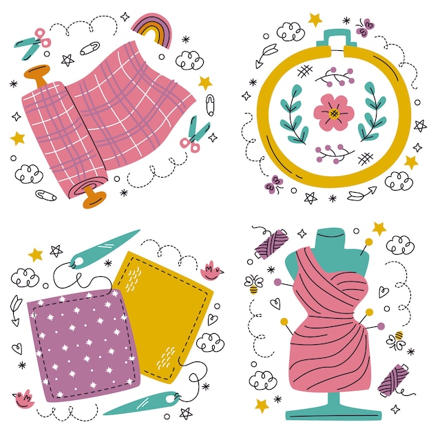 Free vector cartoon style fashion  sticker set