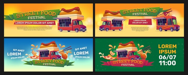 Cartoon style food truck banner