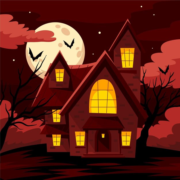 Cartoon style halloween house