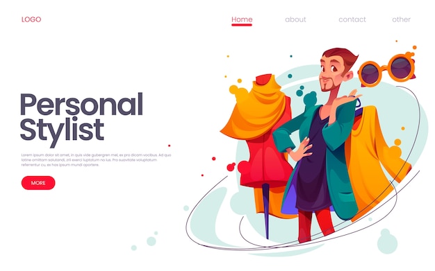 Free Vector cartoon style personal stylist landing page