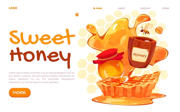 Cartoon style sweet honey landing page