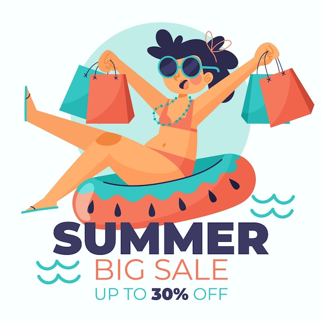 Cartoon summer sale illustration