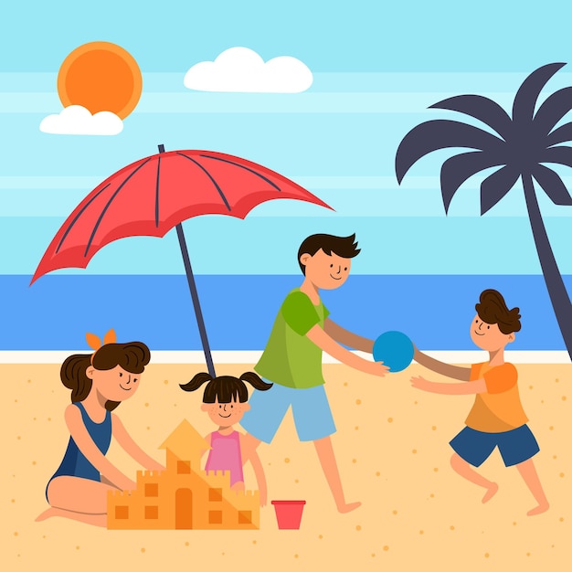 Free Vector cartoon summer scenes set