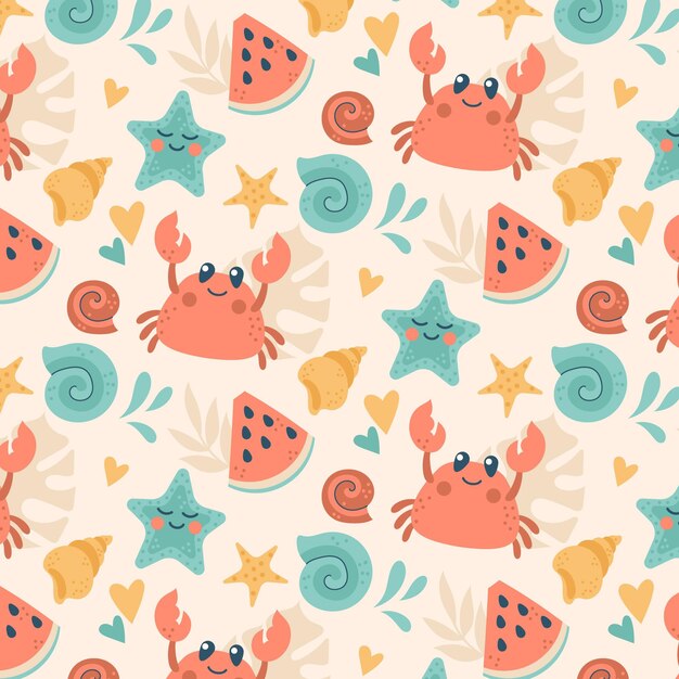 Cartoon summer tropical pattern