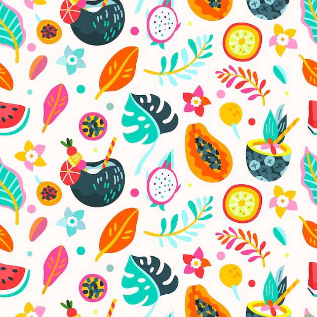 Cartoon summer tropical pattern