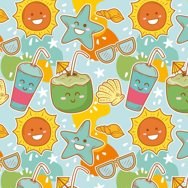 Cartoon summer tropical pattern