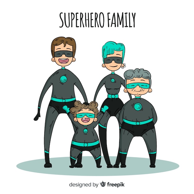 Free Vector cartoon super hero family background