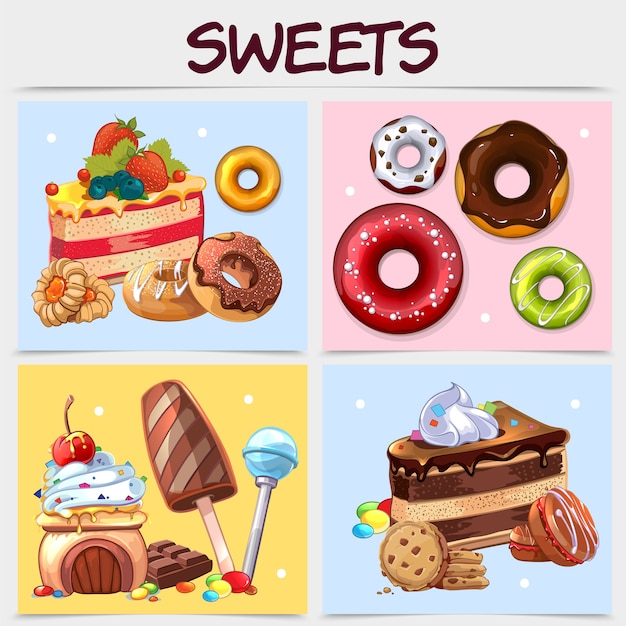 Free Vector cartoon sweets square concept 