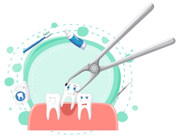 Free Vector cartoon teeth extraction on white background