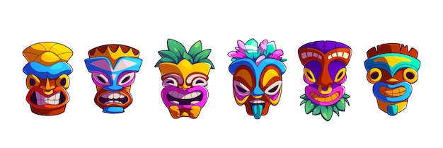 Cartoon tiki mask collection