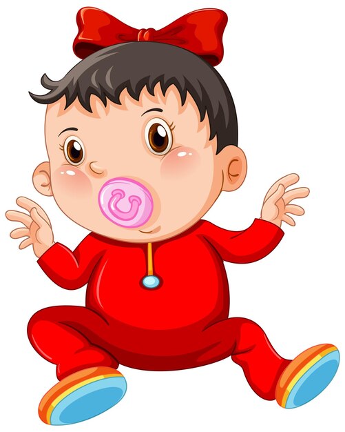 Cartoon toddler wearing red clothes