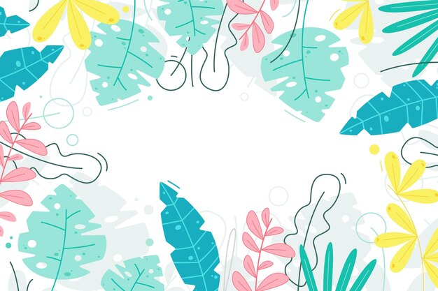 Cartoon tropical leaves summer background