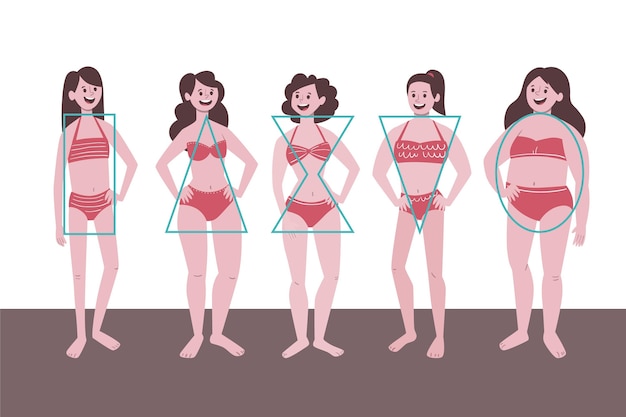 Free Vector cartoon types of female body shapes collection