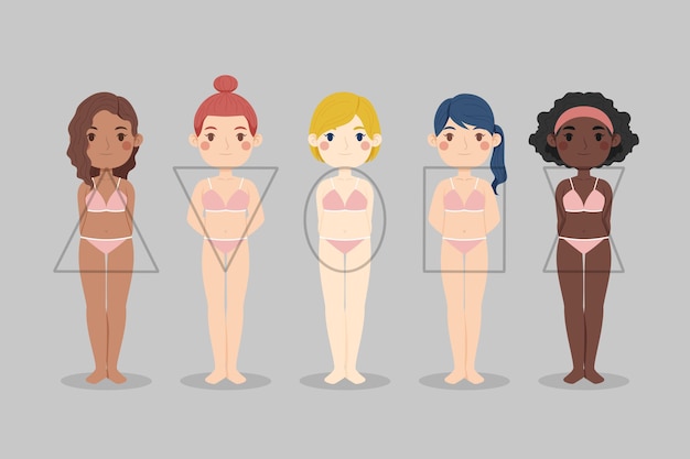 Free Vector cartoon types of female body shapes set