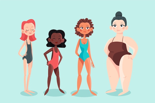 Free Vector cartoon types of female body shapes