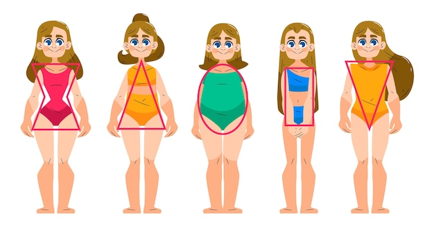 Free Vector cartoon types of female body shapes