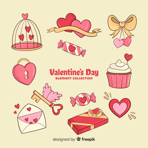 Cartoon valentine elements collection