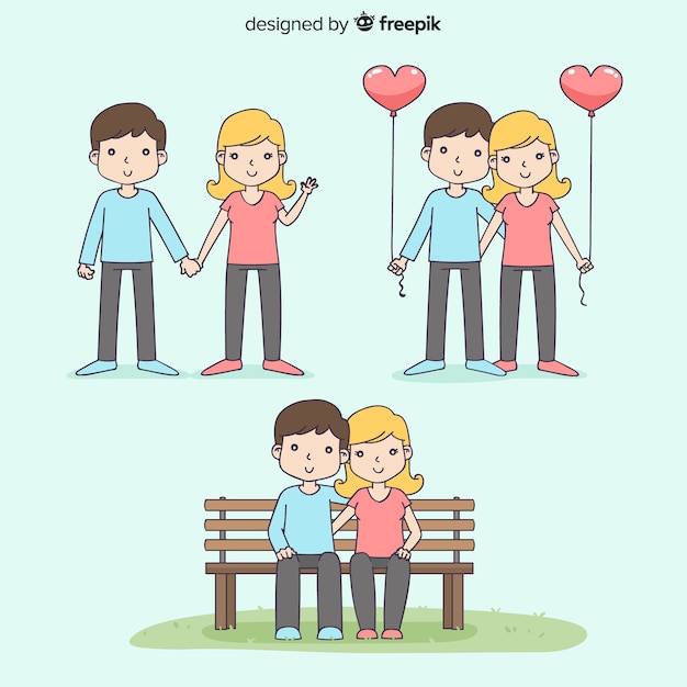 Free Vector cartoon valentine's day couple collection