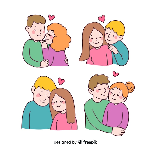 Cartoon valentine's day couple collection