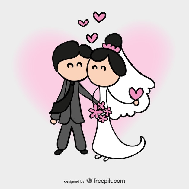 Free Vector cartoon wedding card 