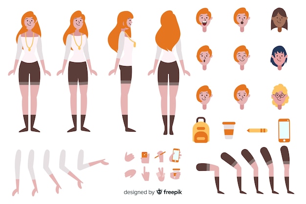 Cartoon woman character template