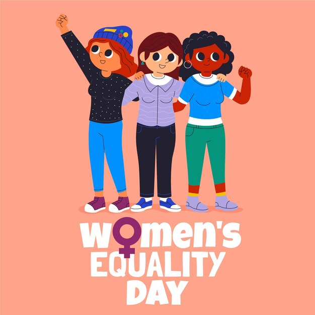 Cartoon women's equality day illustration