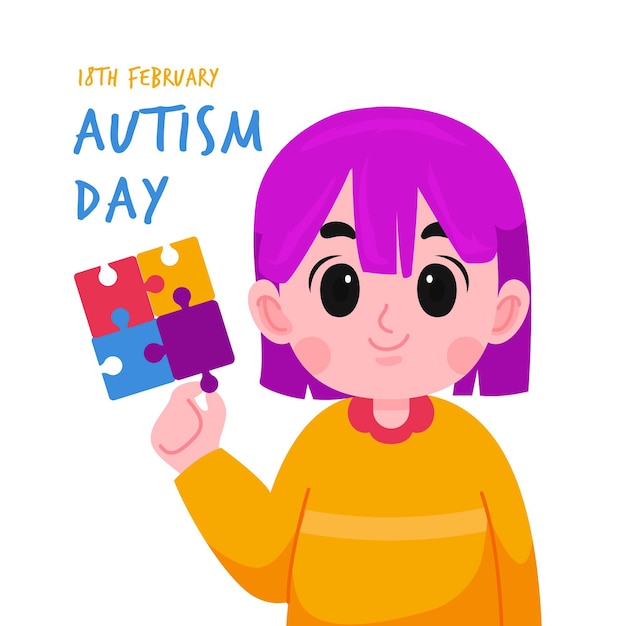 Free Vector cartoon world autism awareness day illustration with puzzle pieces