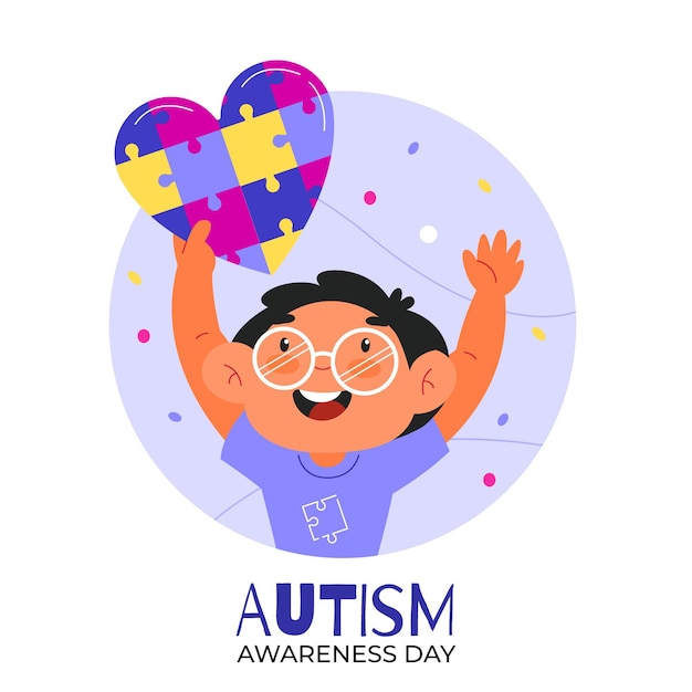 Cartoon world autism awareness day illustration