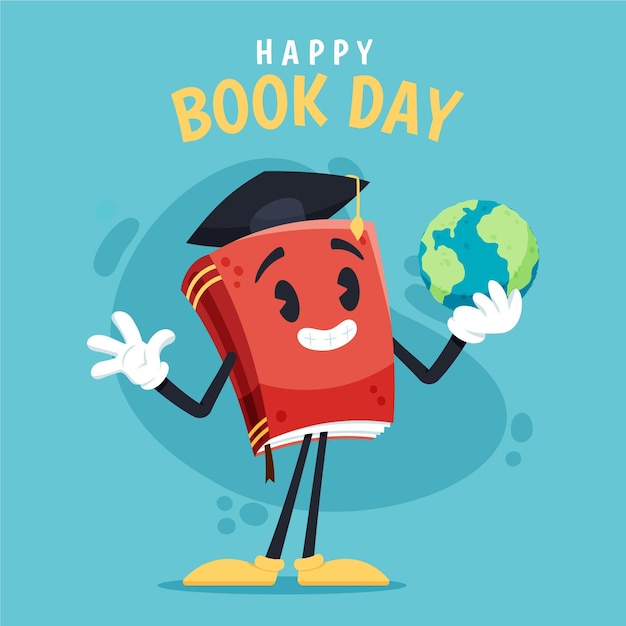 Cartoon world book day illustration