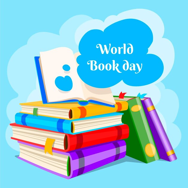 Cartoon world book day illustration