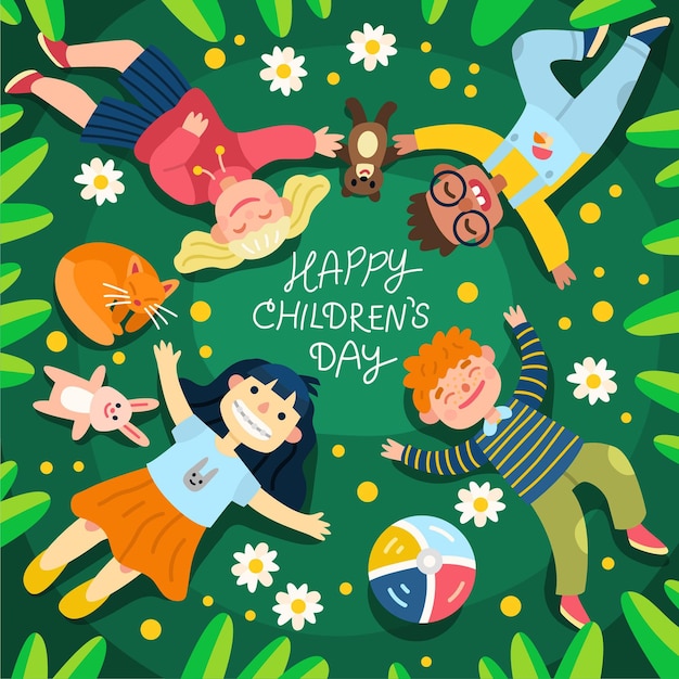 Cartoon world children's day illustration