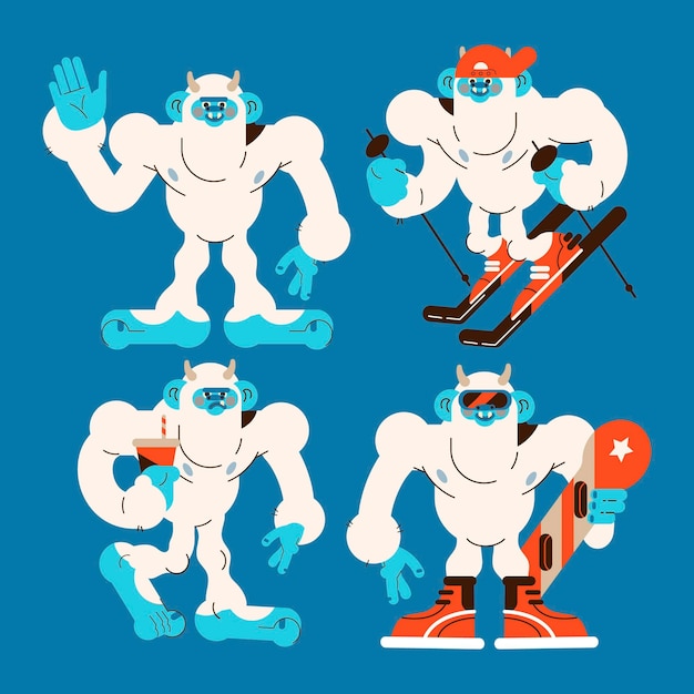 Cartoon yeti abominable snowman character collection