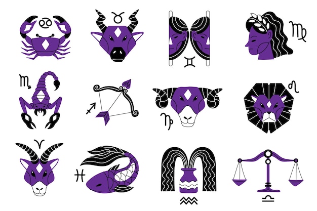 Free vector cartoon zodiac sign collection