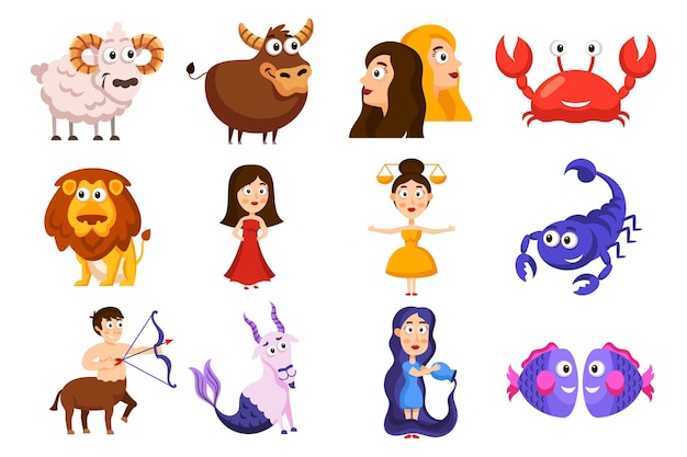 Free Vector cartoon zodiac sign collection