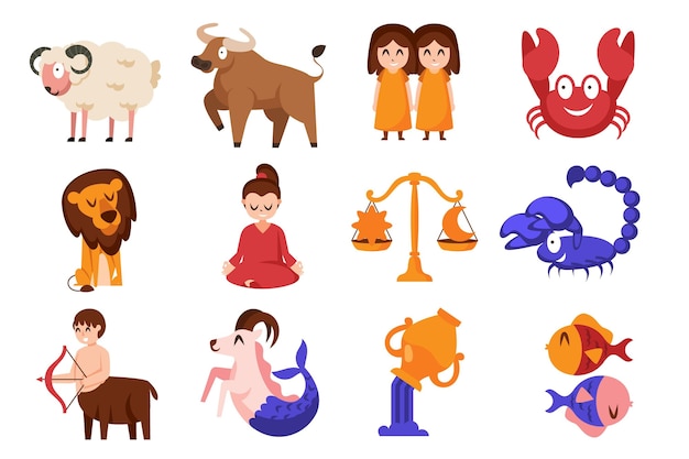 Cartoon zodiac sign set