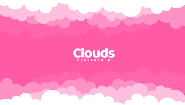 Cartoonish clouds on pink background