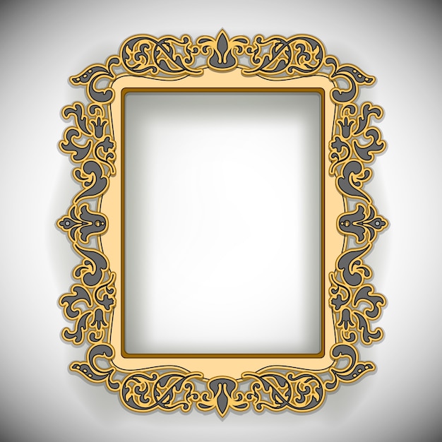 Free vector carved wooden frame isolated