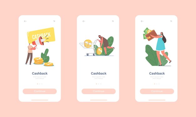 Cash Back Mobile App Page Onboard Screen Template