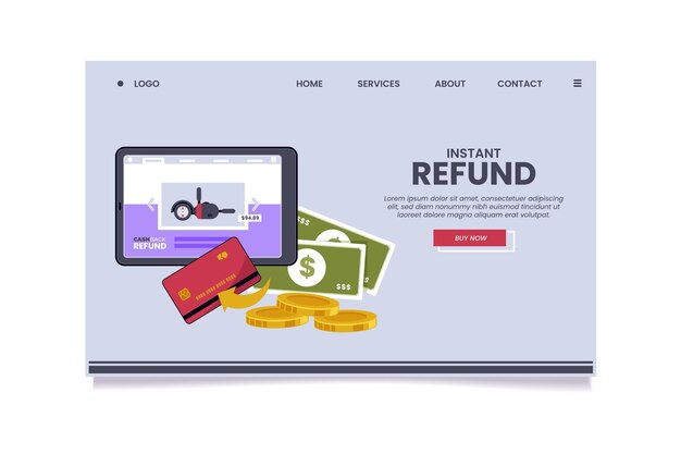 Cashback concept landing page illustrated