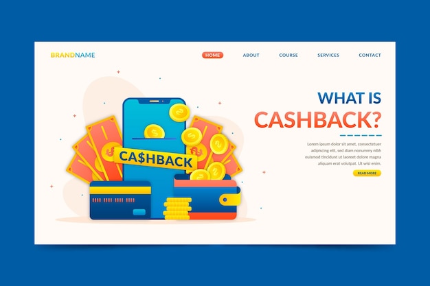 Free Vector cashback concept - landing page