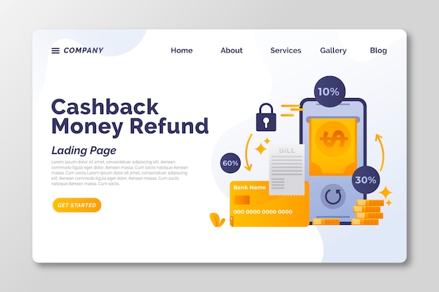 Cashback concept landing page