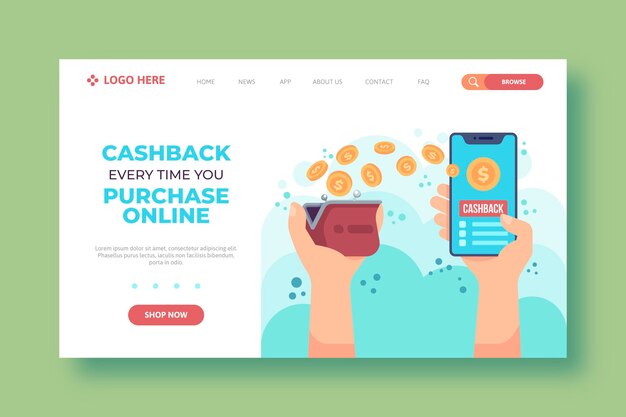 Cashback concept - landing page