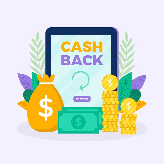 Cashback concept with money