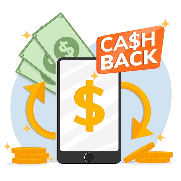 Cashback concept with smartphone