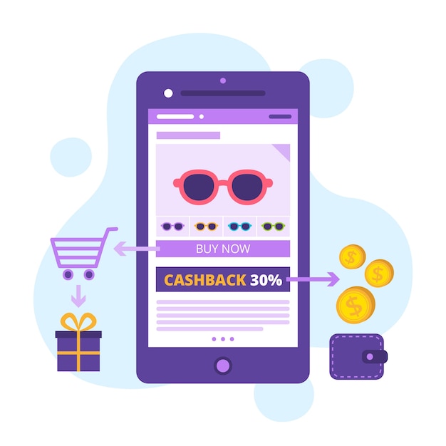 Free Vector cashback phone app concept