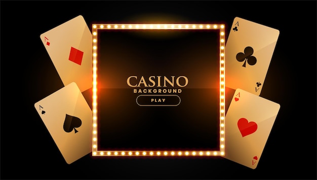 Free Vector casino banner with cards and golden frame