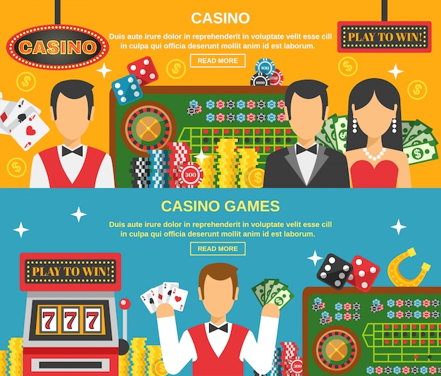 Casino And Gambling Banners Set 